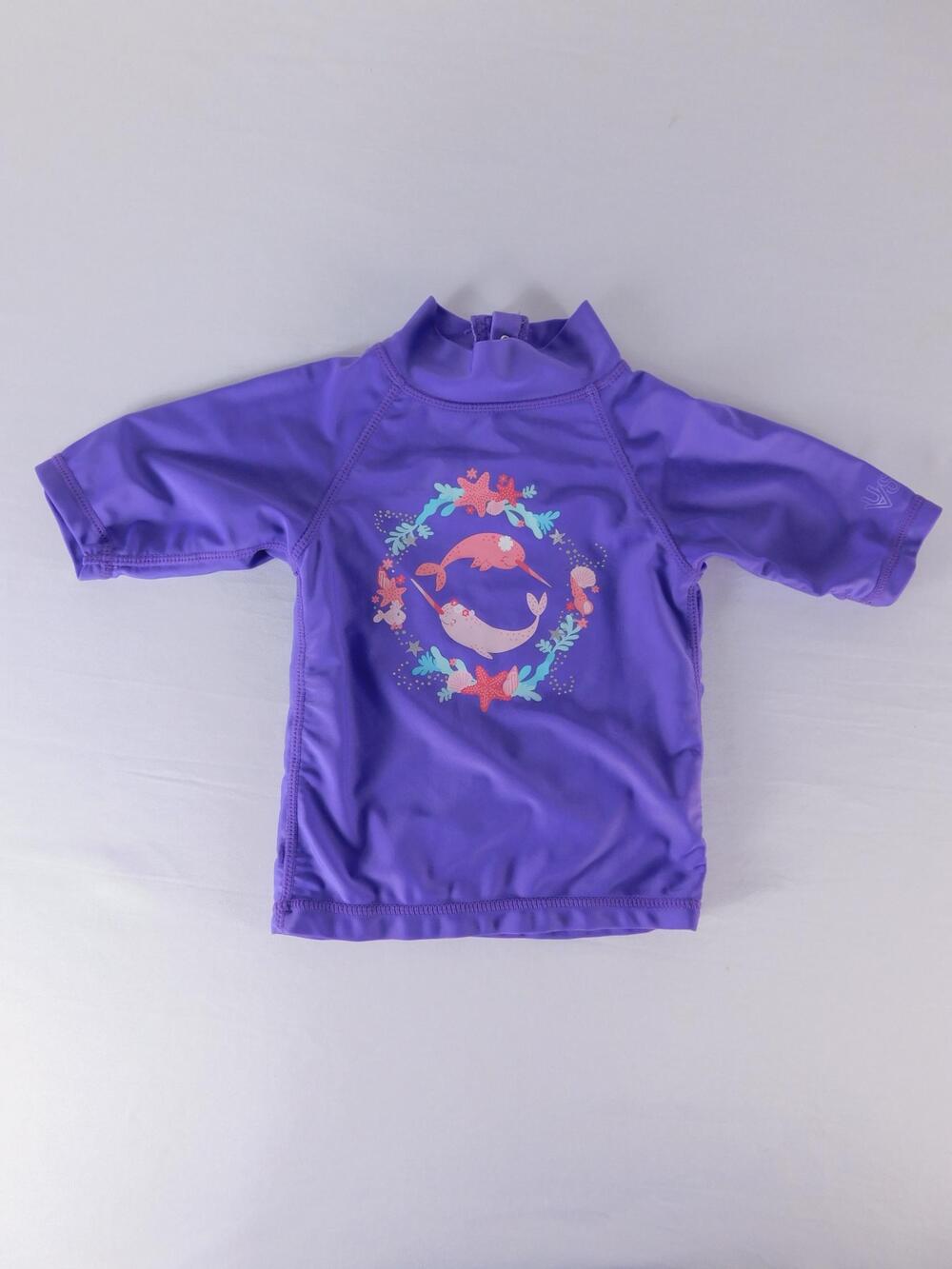 UV Skinz Swim Shirt Girls 2T Purple Narwhal UPF 50 Rash Guard Top Short Sleeve